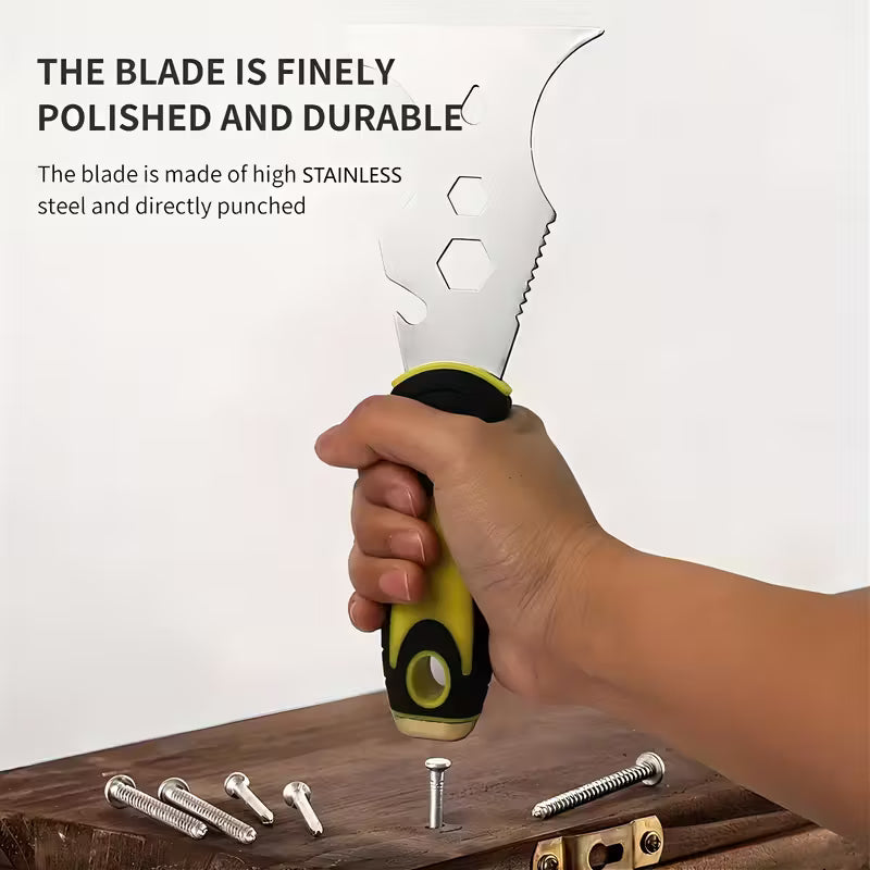 15-in-1 Paint Scraper Set with Hammer Head Soft Grip Handle - The Ultimate Multi-Tool for Wood, Wallpaper, Grout, and More
