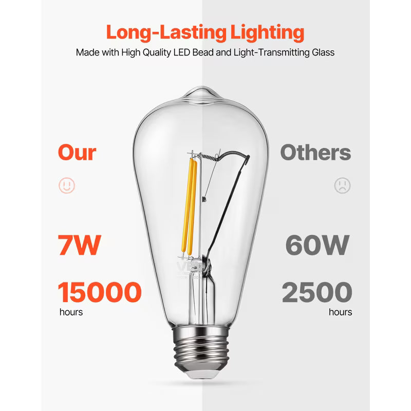 Edison Bulbs LED ST19 7W Dimmable 800 Lumens 2700K E26 Dimmable LED Bulbs
