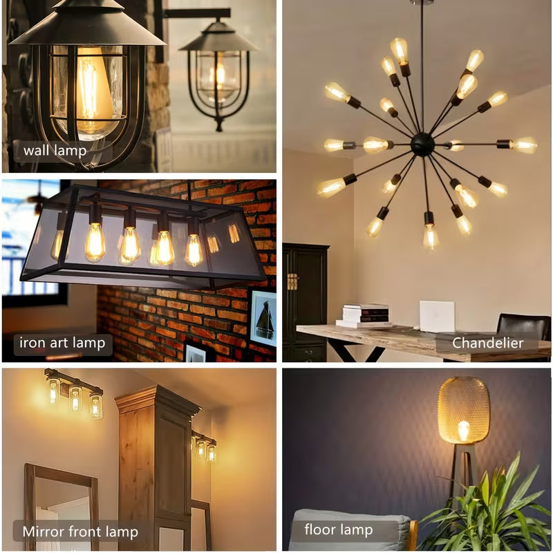 ST58 Vintage LED Edison Light Bulb, 6W Equivalent 60W LED Filament Bulb 700 Lumens, 2700K Warm White, Dimmable