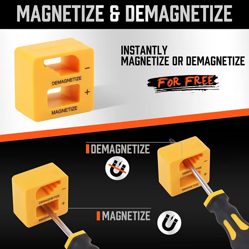 11pcs Magnetic Screwdriver Set with Phillips & Slotted Tips - Heavy-Duty Metal Phillips (PH0-PH2) & Slotted (H1-H4) Bits
