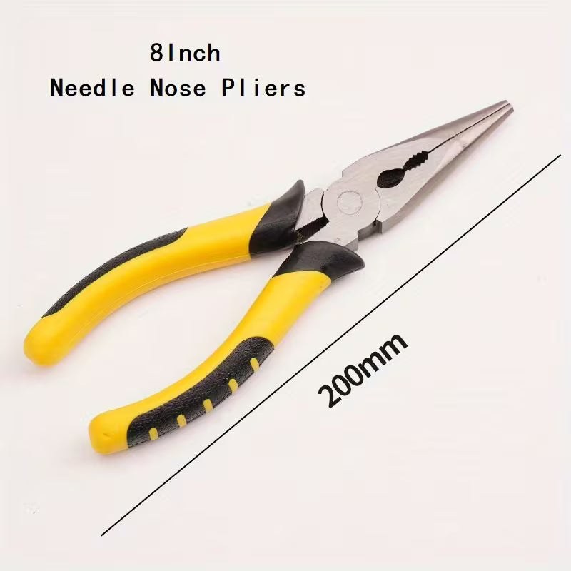 3pcs 8-inch Combination Pliers Set, Strong Multi-functional Electrical Pliers, wire cutter, Diagonal Cutting Pliers, Needle nosed Pliers
