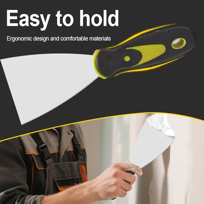 5pcs Stainless Steel Putty Knife Set (1-5 Inch) with Ergonomic Non-Slip Grip & Sharp Blades - Heavy-Duty Rust-Resistant