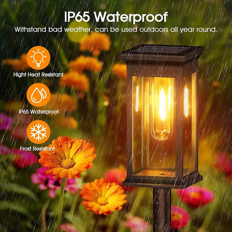 2pcs  Solar Pathway Lights Outdoor, Upgraded Solar Outdoor Lights, Bright Solar Garden Lights Outdoor Waterproof, Auto On/Off Outdoor Solar Lights For Yard Landscape Path Lawn Patio Walkway
