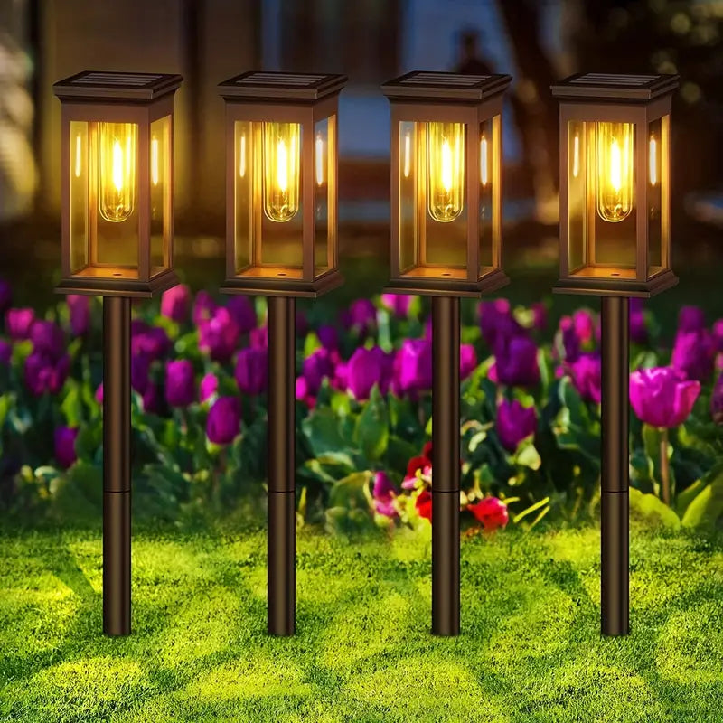 2pcs  Solar Pathway Lights Outdoor, Upgraded Solar Outdoor Lights, Bright Solar Garden Lights Outdoor Waterproof, Auto On/Off Outdoor Solar Lights For Yard Landscape Path Lawn Patio Walkway