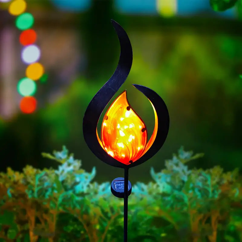 1pc, Flame Solar Garden Stake, Flame Solar Outdoor Light Garden Light, Outdoor Decoration, Yard Decoration, Suitable For Courtyards, Terraces, Gardens, Farms, Nurseries, Paths, Flame Shaped LED Outdoor Lighting