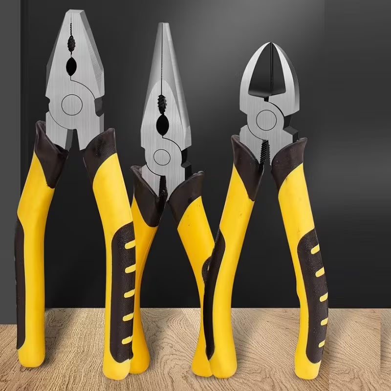 3pcs 8-inch Combination Pliers Set, Strong Multi-functional Electrical Pliers, wire cutter, Diagonal Cutting Pliers, Needle nosed Pliers