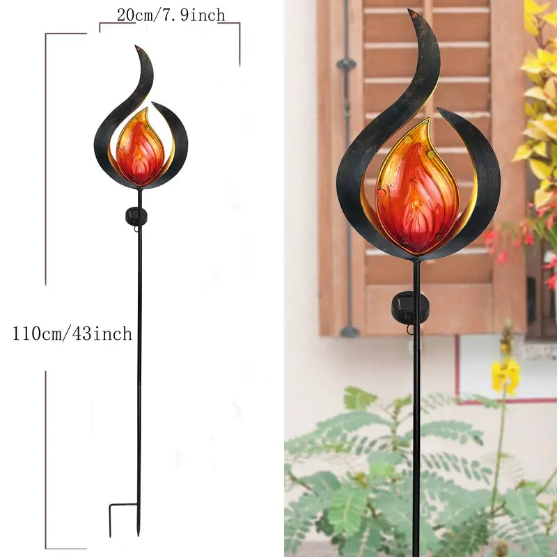 1pc, Flame Solar Garden Stake, Flame Solar Outdoor Light Garden Light, Outdoor Decoration, Yard Decoration, Suitable For Courtyards, Terraces, Gardens, Farms, Nurseries, Paths, Flame Shaped LED Outdoor Lighting