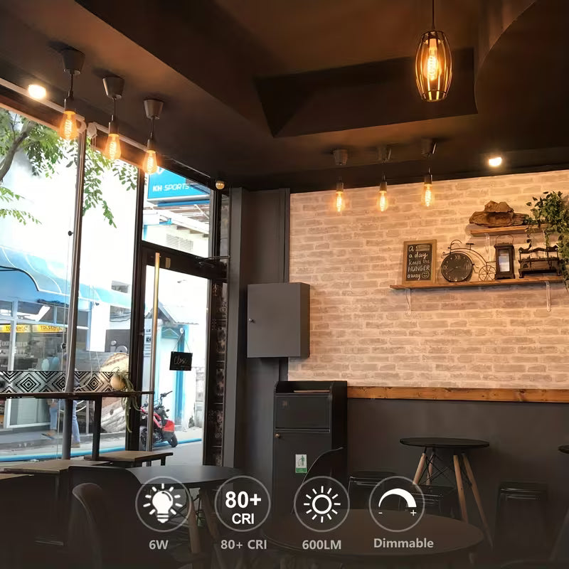 ST58 Vintage LED Edison Light Bulb, 6W Equivalent 60W LED Filament