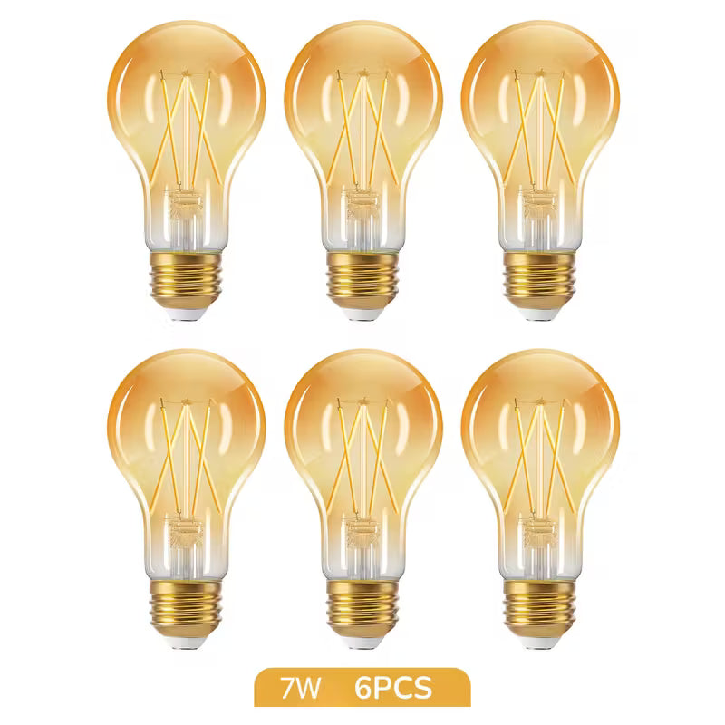 LED Edison Bulbs, A19 Style E26 Dimmable Light Bulb, 800LM 4000K Warm Amber Cool White Light