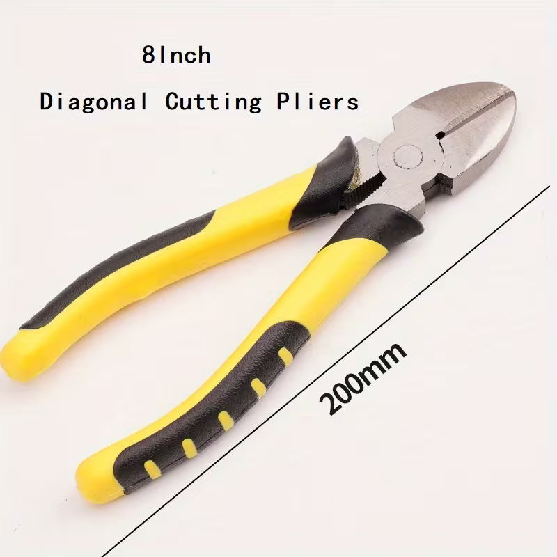 3pcs 8-inch Combination Pliers Set, Strong Multi-functional Electrical Pliers, wire cutter, Diagonal Cutting Pliers, Needle nosed Pliers