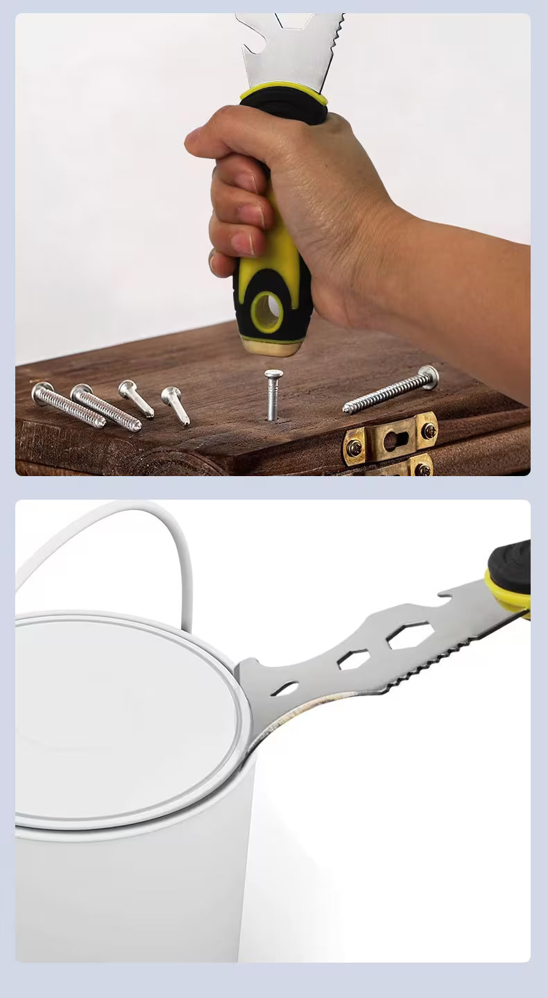 15-in-1 Paint Scraper Set with Hammer Head Soft Grip Handle - The Ultimate Multi-Tool for Wood, Wallpaper, Grout, and More