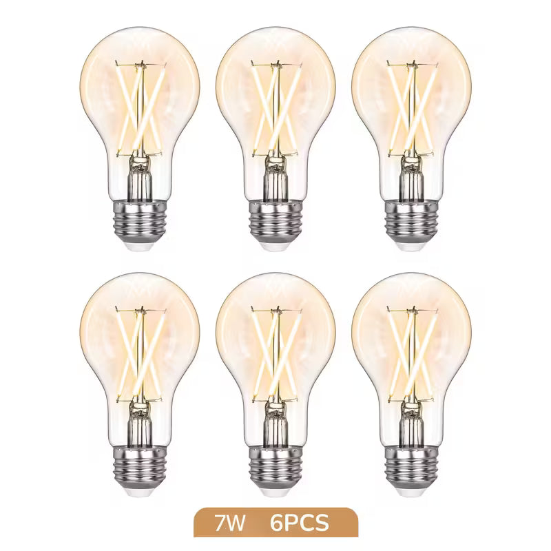 LED Edison Bulbs, A19 Style E26 Dimmable Light Bulb, 800LM 4000K Warm Amber Cool White Light