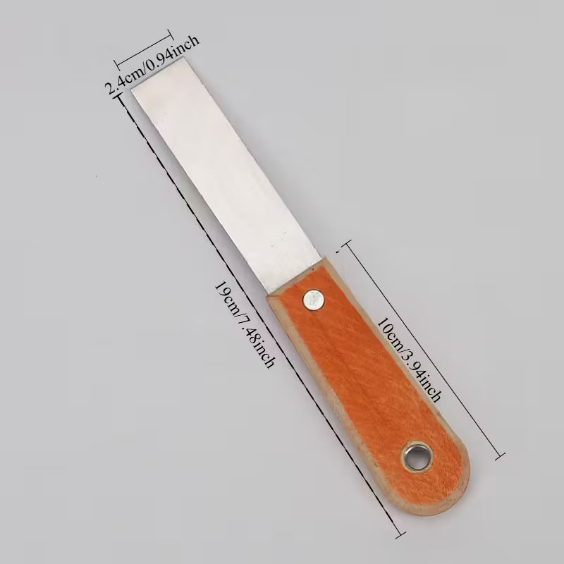 8pcs set of multiple size mirror putty knives - stainless steel scraper with wooden handle, used for painting, drywall, and tile cleaning