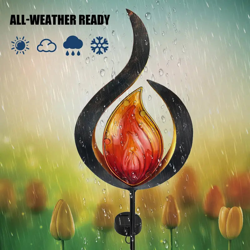 1pc, Flame Solar Garden Stake, Flame Solar Outdoor Light Garden Light, Outdoor Decoration, Yard Decoration, Suitable For Courtyards, Terraces, Gardens, Farms, Nurseries, Paths, Flame Shaped LED Outdoor Lighting