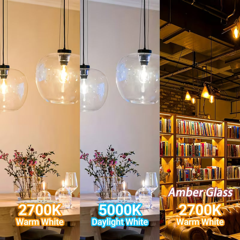 ST21 Vintage AMBER LED Edison Bulbs 8W 1100LM 100W Equivalent Dimmable