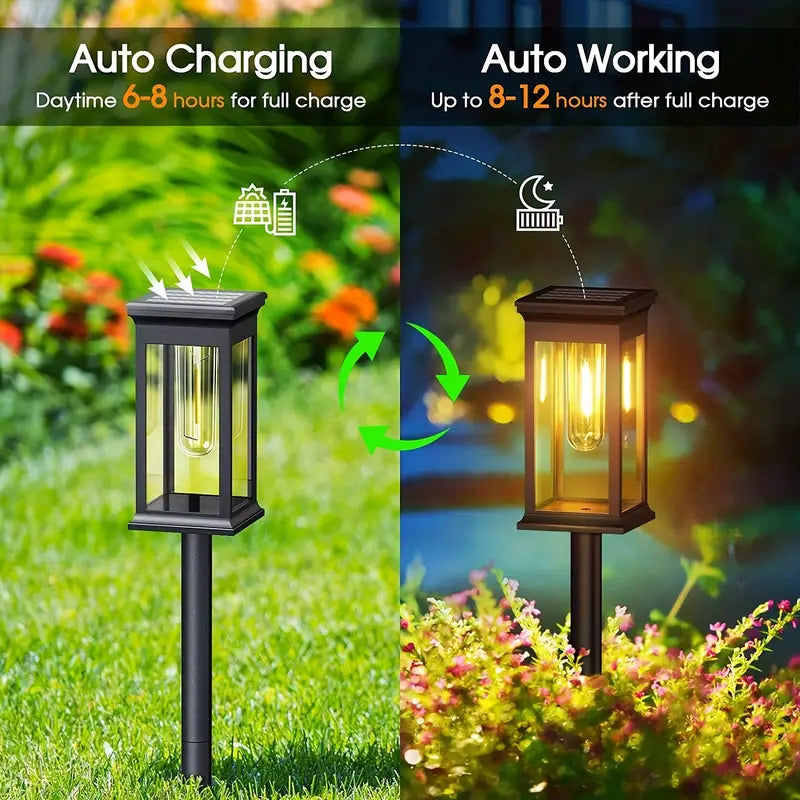 2pcs  Solar Pathway Lights Outdoor, Upgraded Solar Outdoor Lights, Bright Solar Garden Lights Outdoor Waterproof, Auto On/Off Outdoor Solar Lights For Yard Landscape Path Lawn Patio Walkway