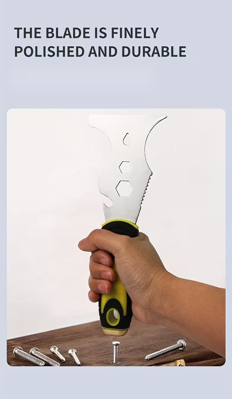 15-in-1 Paint Scraper Set with Hammer Head Soft Grip Handle - The Ultimate Multi-Tool for Wood, Wallpaper, Grout, and More