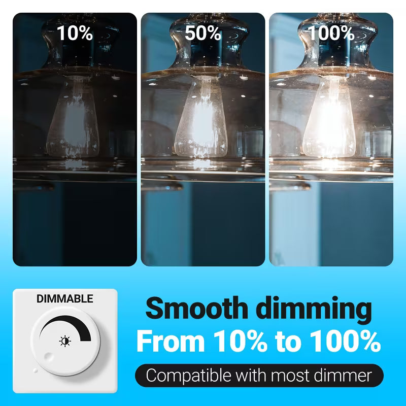 ST21 Vintage AMBER LED Edison Bulbs 8W 1100LM 100W Equivalent Dimmable