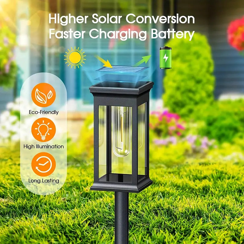 2pcs  Solar Pathway Lights Outdoor, Upgraded Solar Outdoor Lights, Bright Solar Garden Lights Outdoor Waterproof, Auto On/Off Outdoor Solar Lights For Yard Landscape Path Lawn Patio Walkway