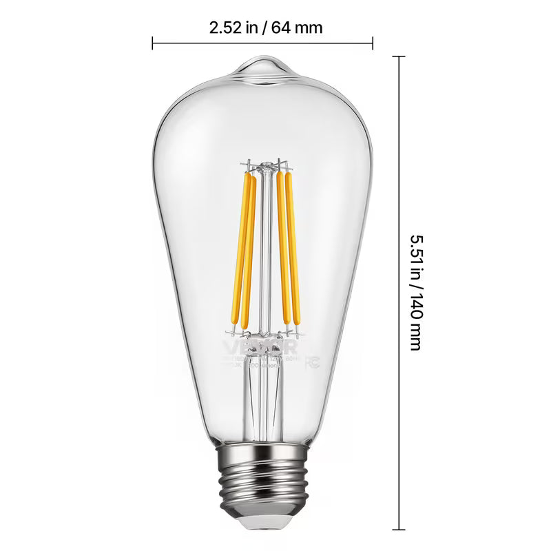 Edison Bulbs LED ST19 7W Dimmable 800 Lumens 2700K E26 Dimmable LED Bulbs