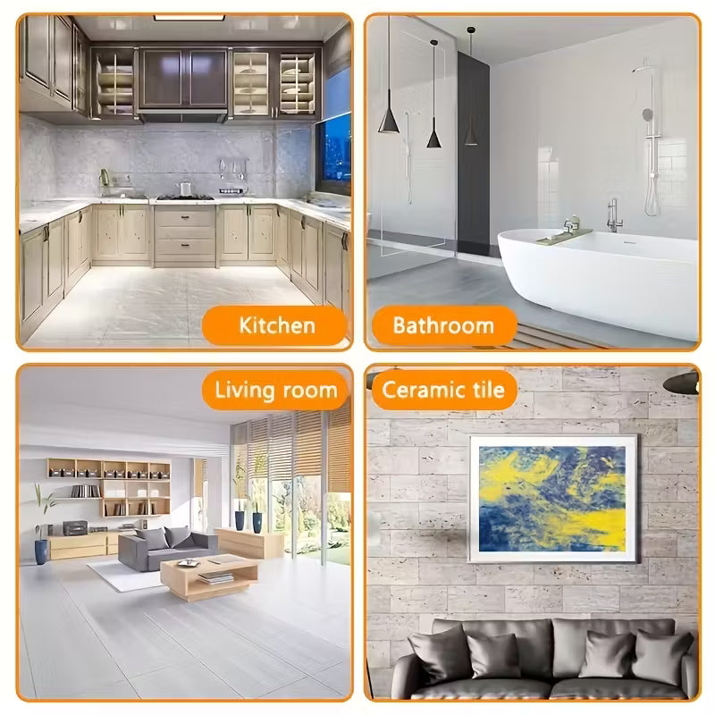 6-in-1 Professional Caulk Removal Tool Kit – Stainless Steel Scraper & 5 Interchangeable Silicone Pads – Multifunctional Grout Sealant Finisher for Bathroom & Kitchen